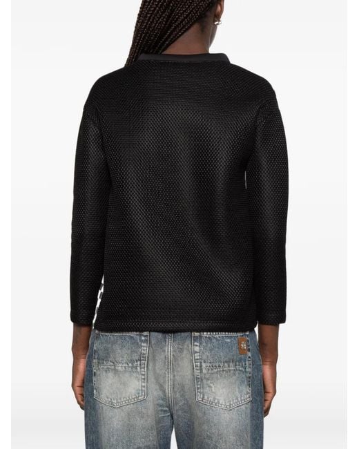The Artistylist Black Checkerboard-Print Panelled Sweatshirt