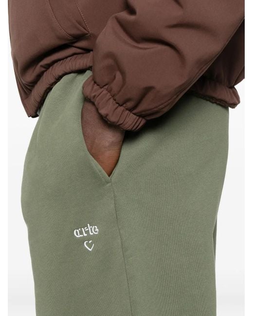 Arte' Green Logo-Embroidered Track Pants for men
