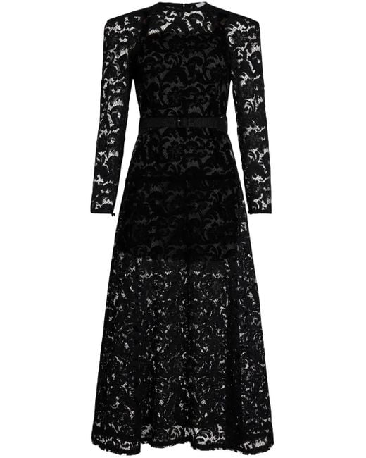 Patou Black Floral-Lace Maxi Dress