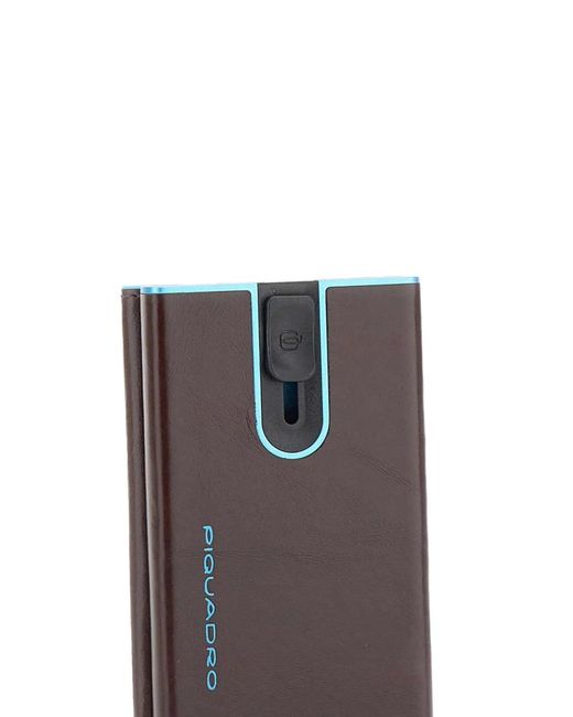 Piquadro Brown Logo-Print Sliding-System Cardholder for men