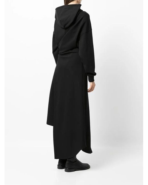 Goen.J Black Knot-Detail Hooded Dress