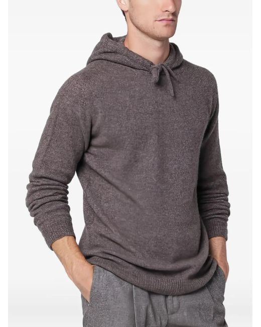 Roberto Collina Gray Knitted-Construction Hoodie for men