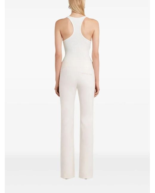 Courreges White Twist-Detail Top With Deep V-Neckline