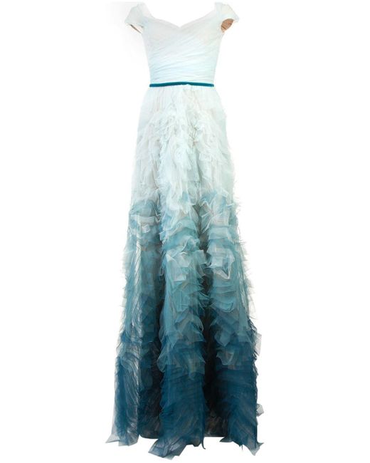 Marchesa notte Blue Fitted Ombré Gown