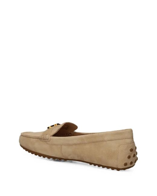 Ralph Lauren White Logo-Plaque Leather Loafers