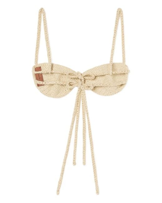 Alanui White Balconette Self-Tie Bra