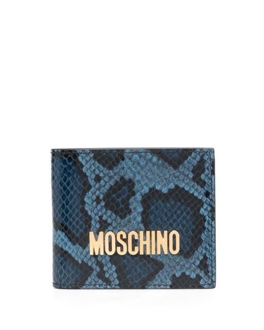 Moschino Blue Snakeskin-print Folded Wallet for men