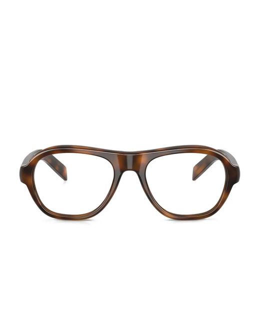 Prada Brown Round-Frame Tortoiseshell Glasses