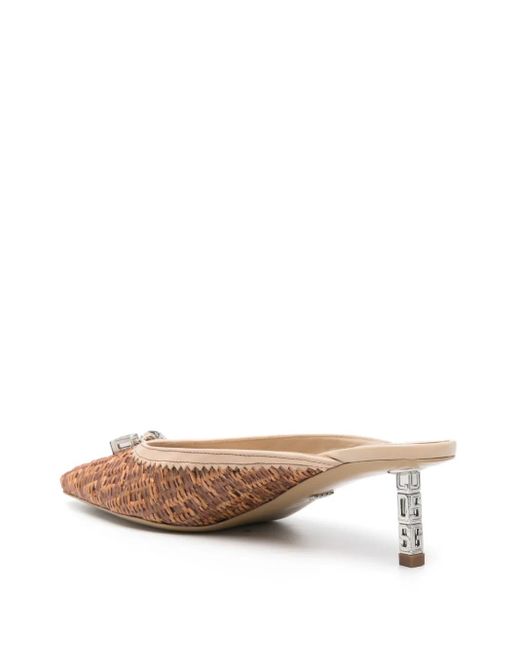 Gcds Brown Monogram-Embossed 60Mm Raffia Mules