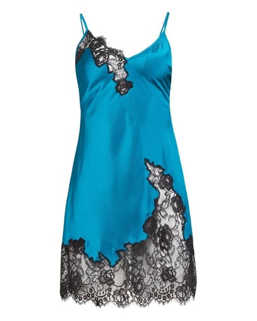 Fleur du Mal Blue Juliet Lace Mini Dress