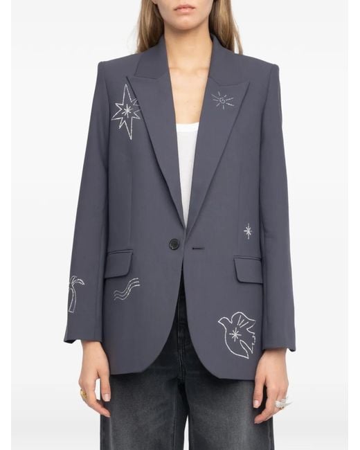 Zadig & Voltaire Gray Vival Embellished Blazer