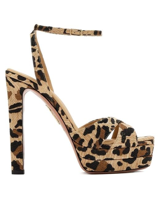 Aquazzura Metallic 130Mm Divine Plateau Heeled Sandals