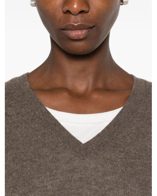 The Row Brown V-Neck Knit