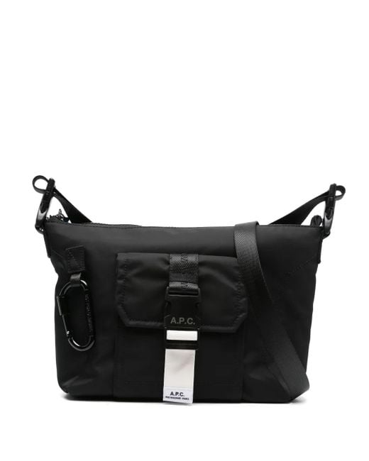 メンズ A.P.C. ロゴ ショルダーバッグ Black