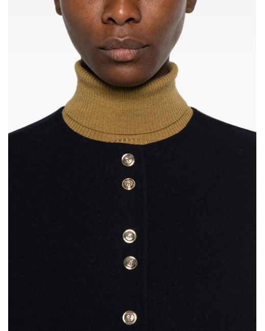 Maje Black Faux-Fur Collar Button-Down Coat