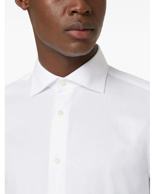 Boggi White Windsor-Collar Cotton Twill Shirt for men