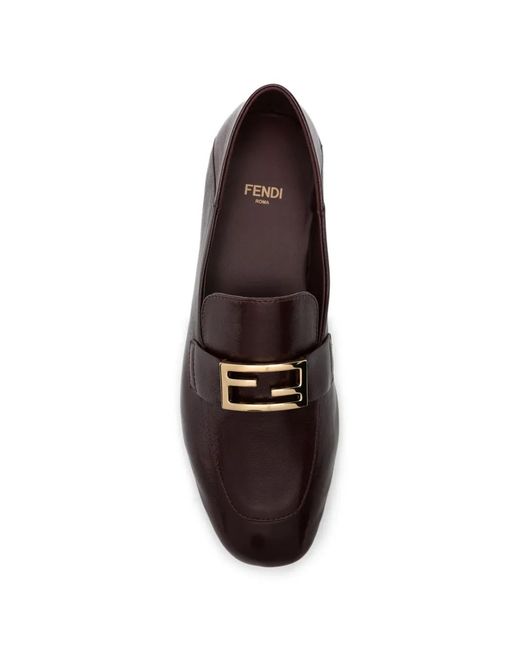 Fendi Brown Buckle Loafers