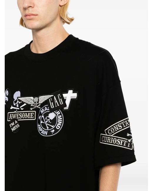Mastermind Japan Black Logo-Patch Boxy T-Shirt for men