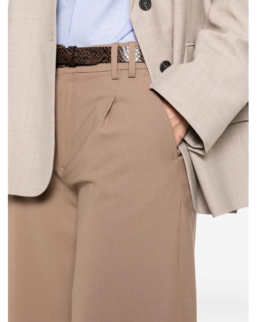 Closed Natural Pleated Knee-Length Shorts