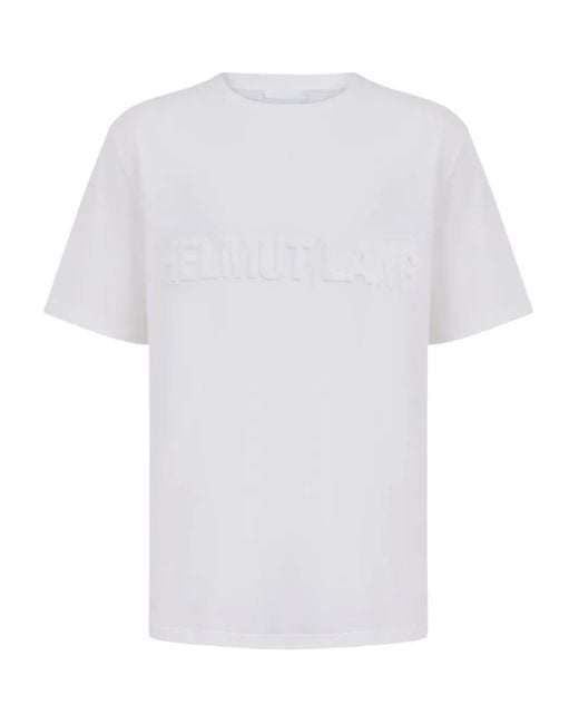 Helmut Lang White Embossed-Logo Cotton T-Shirt for men