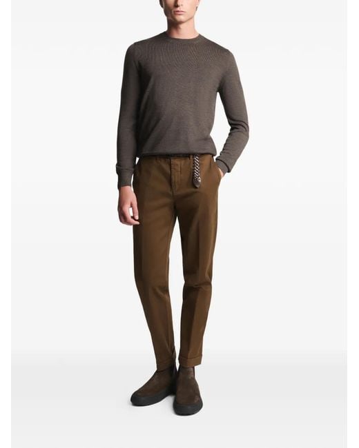 Fay Brown Crew-Neck Wool Sweater for men
