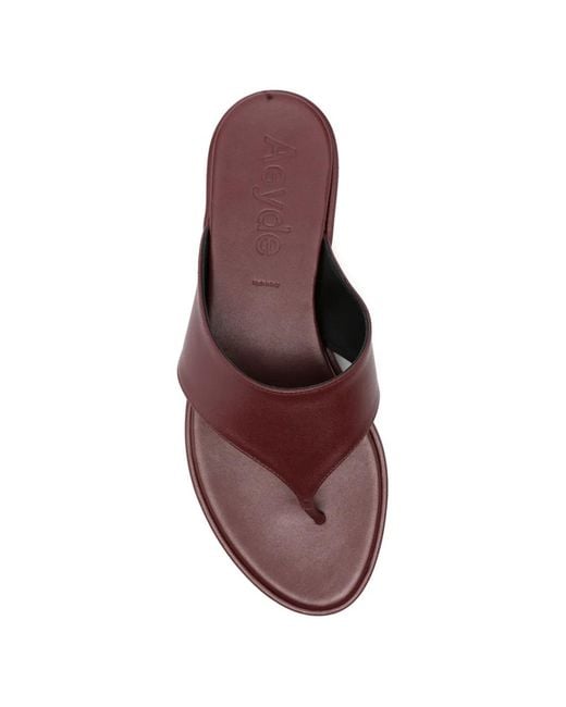 Aeyde Brown Amaya Nappa Leather Flip Flops