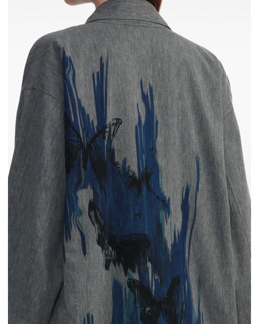 Y's Yohji Yamamoto Gray Printed Robe Coat