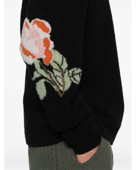 Nanushka Black Rose-Embellished Wool Sweater