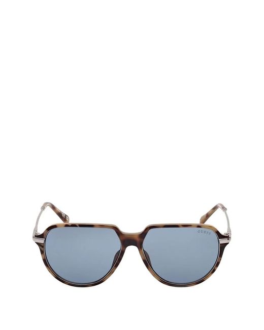 Guess Blue Tortoiseshell-Effect Pilot-Frame Sunglasses