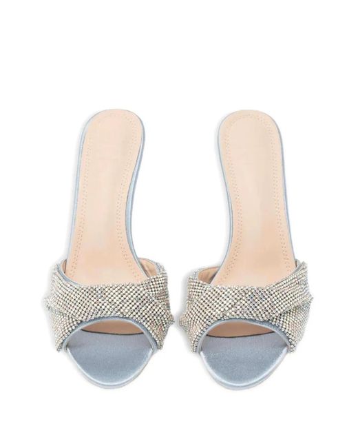 Twentyfourhaitch White Canberra Crystal-Embellished Mules