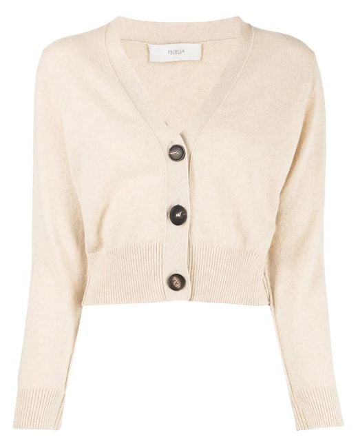 Pringle of Scotland Natural Cropped Button-Up Cardigan