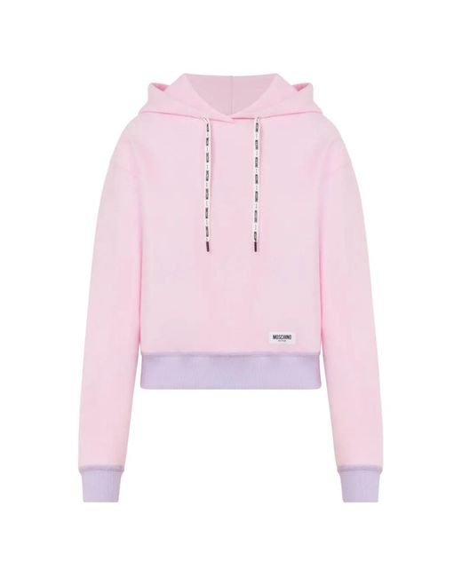Moschino Pink Logo-Patch Drawstring Hoodie
