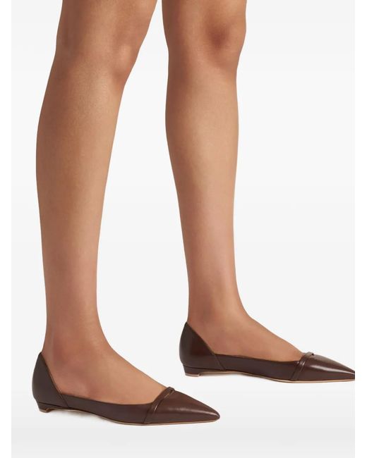 Malone Souliers Brown Crawford Leather Flat Pumps