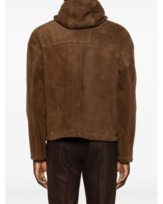 Giorgio Brato Brown Hooded Suede Jacket for men