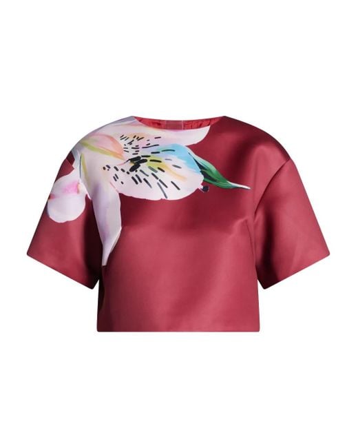 LEO LIN Red Indie Bluse mit Blumen-Print