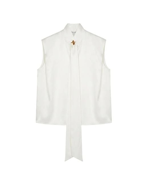 Danamé White Tie-Neck Sleeveless Blouse