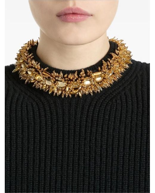 Balmain Black Cashmere Sweater With Removable Embroidered Trim