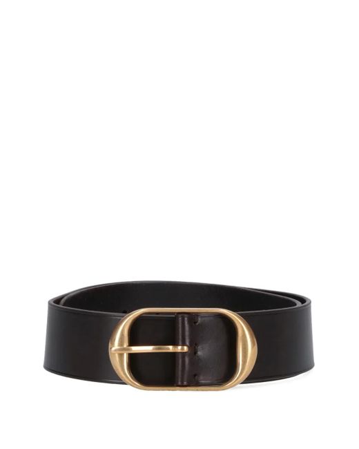 Nili Lotan Oval-buckle Leather Belt Black