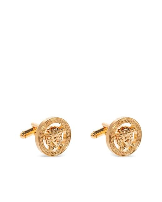 Versace Metallic Medusa Head-Motif Round-Shape Cufflinks for men