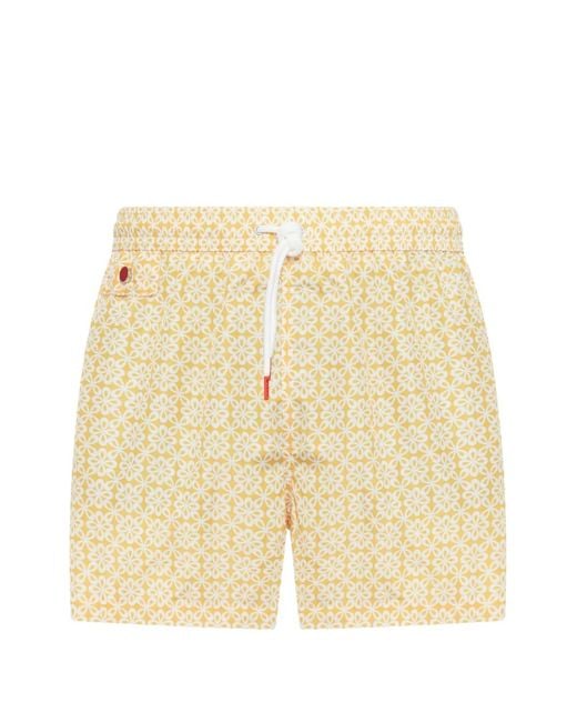 Kiton Natural Floral-Print Swim Shorts for men