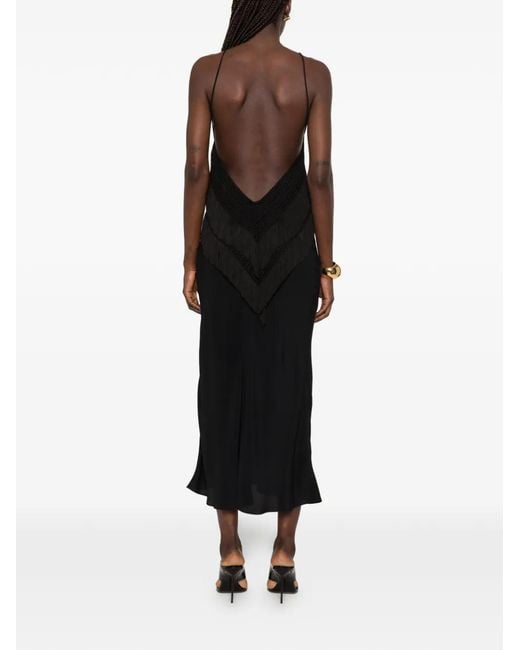 ANDAMANE Black Robe Frangée Reina À Dos Nu