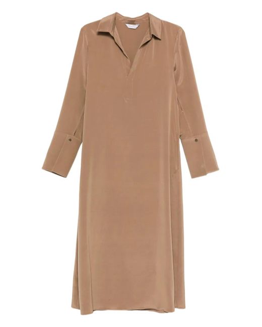 Max Mara Zijden Jurk Met Knoopcuffs in het Natural