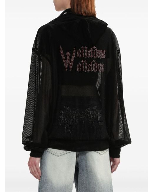 we11done Black Rhinestone-embellished Tulle Jacket