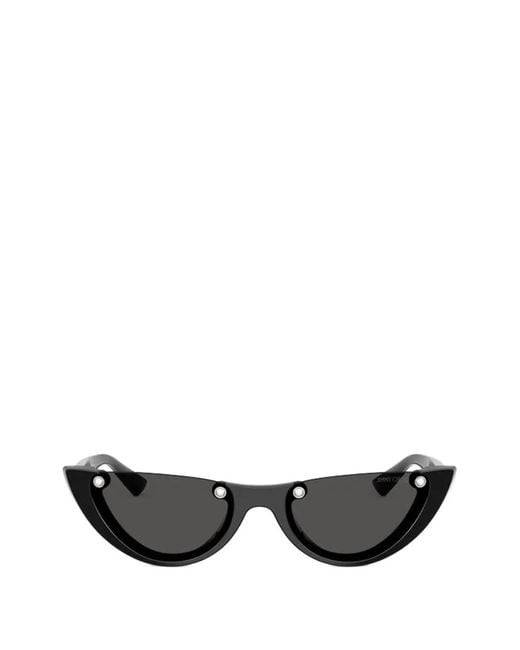 Jimmy Choo Black Beth Crystal-Embellished Cat-Eye Sunglasses
