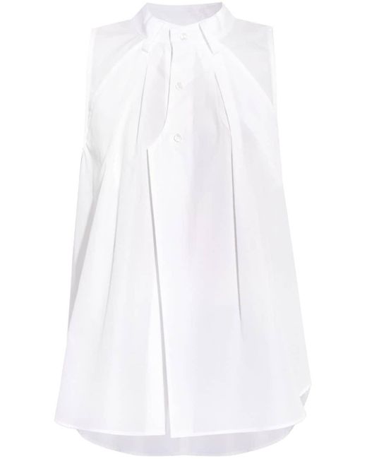Noir Kei Ninomiya White Pleated Sleeveeless Shirt
