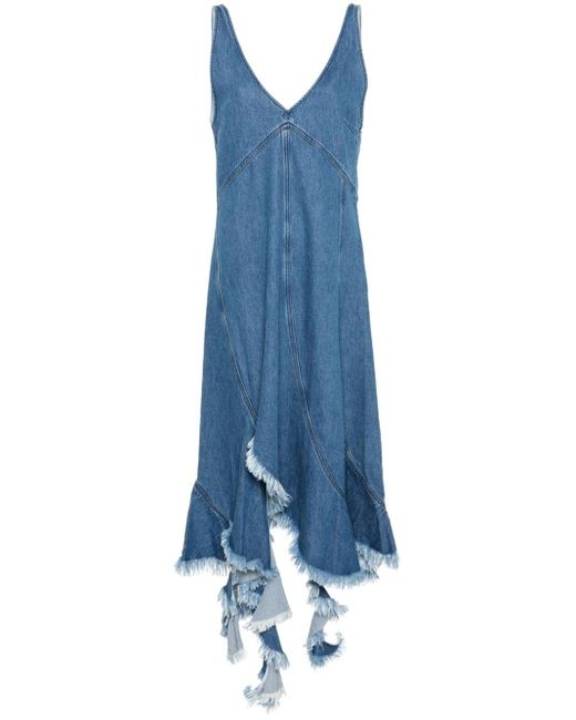 Marques'Almeida Blue Asymmetrisches Maxi-Jeanskleid