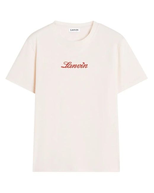Lanvin Pink Bouclette Script Logo T-Shirt