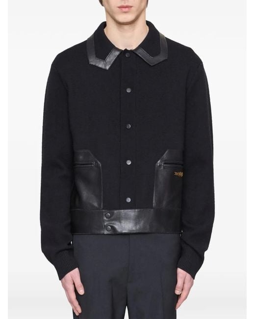 Amiri Blue Leather Patch Shirt Jacket for men