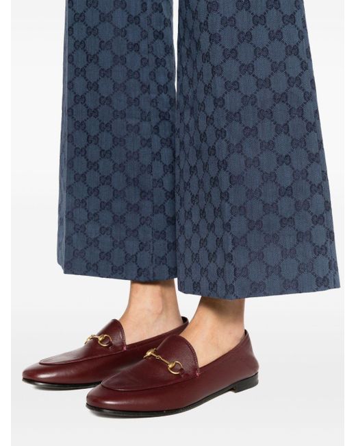 Pantalon évasé à logo GG en jacquard Gucci en coloris Blue