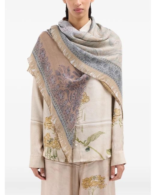Pierre Louis Mascia Gray Molare Paisley Collage Scarf